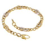 Italian 14k Yellow & White Gold Hollow Oval Links Bracelet 7.5" 7.5mm 4.2 grams
