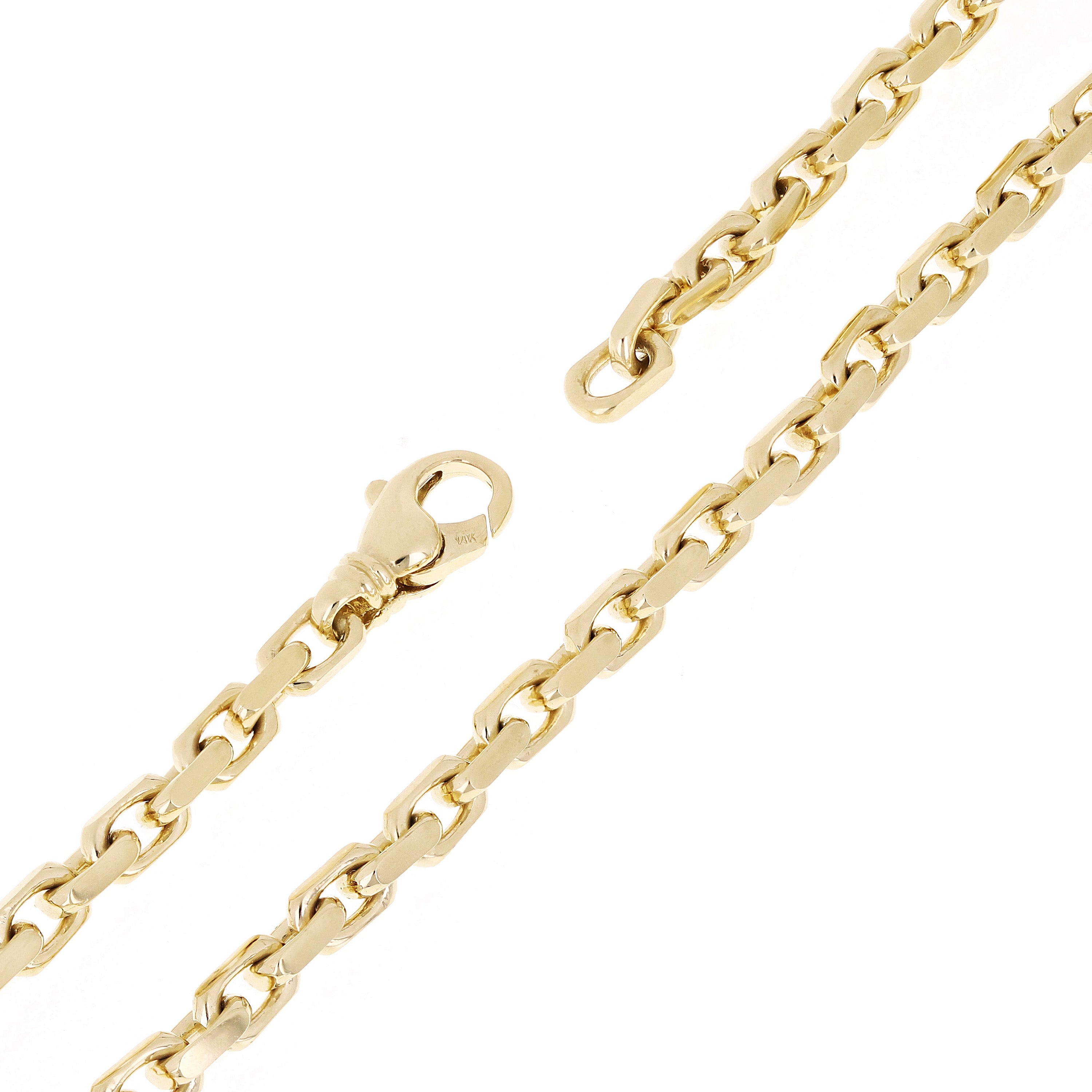 14k Yellow Gold Solid Handmade Fashion Link Chain Bracelet 7" 4.8mm 18.6 grams - 7"