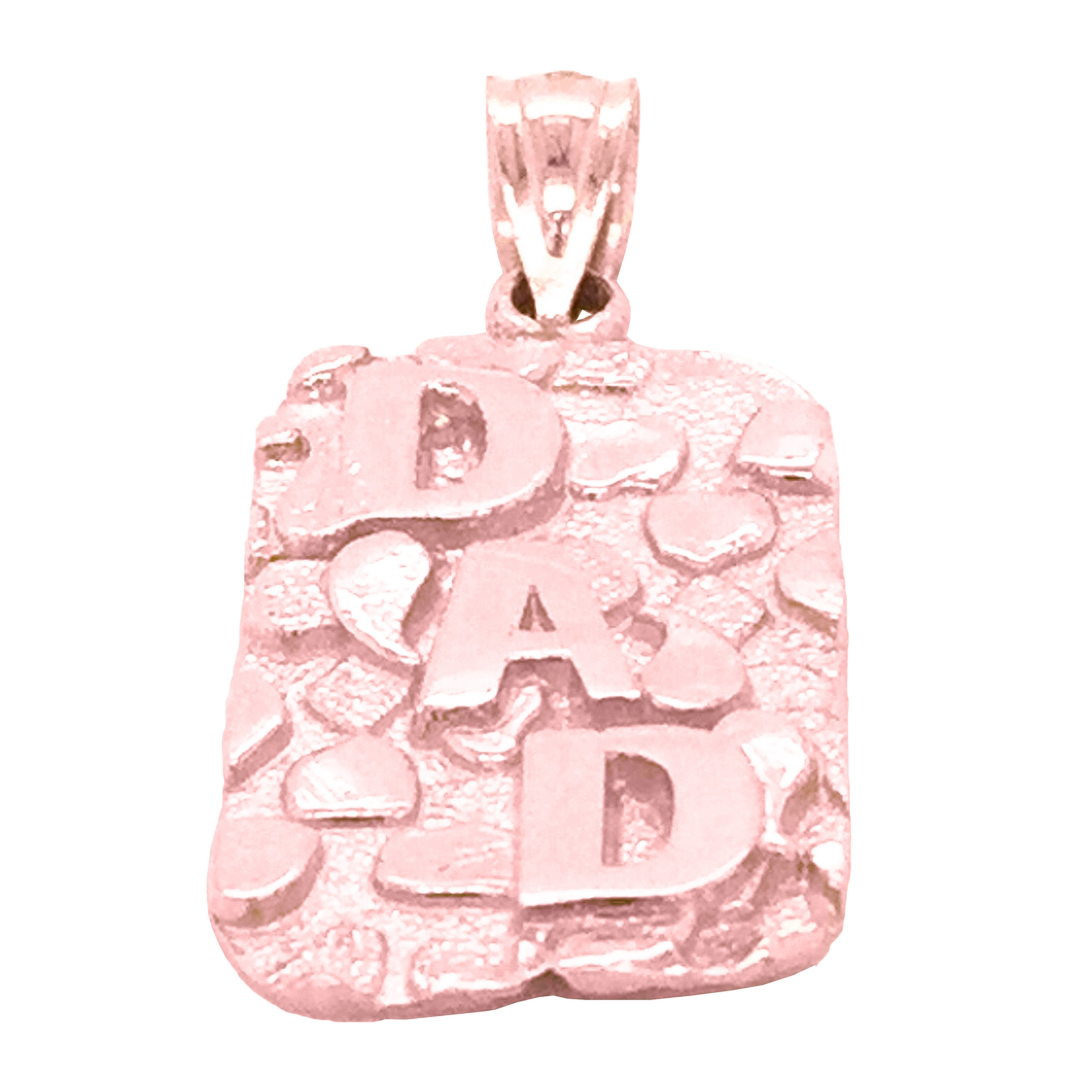 14k Rose Gold Solid DAD Nugget Pendant Rectangle Charm 1.1" - 2.5 grams - Rose