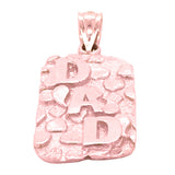 14k Rose Gold Solid DAD Nugget Pendant Rectangle Charm 1.1" - 2.5 grams - Rose
