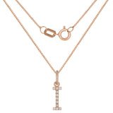 14k Rose Gold Diamond Initial Letter I Charm Pendant Necklace 18" - Letter I,Rose