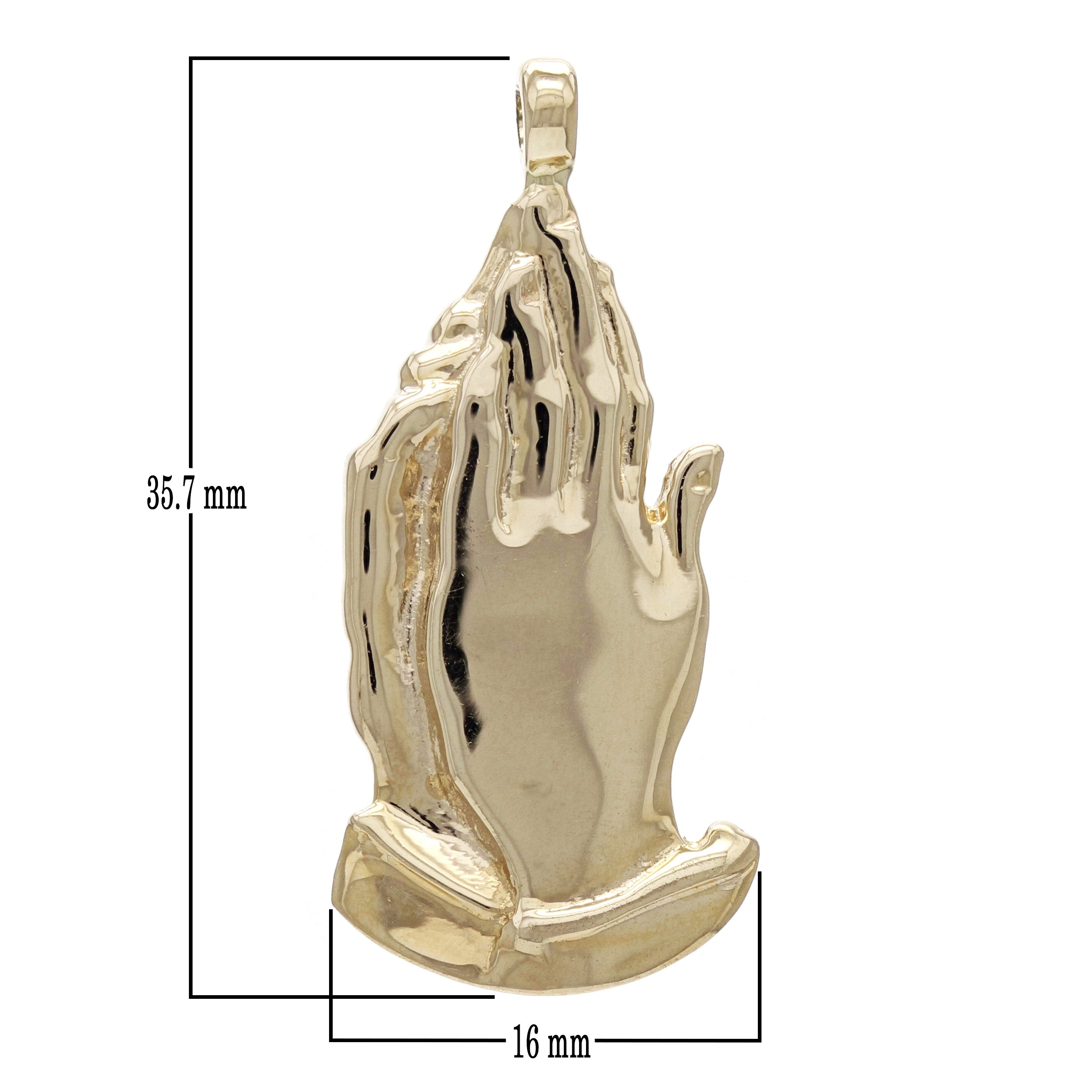 14k Yellow Gold Solid Prayer Hands Jesus Religious Charm Pendant 6 grams - Yellow