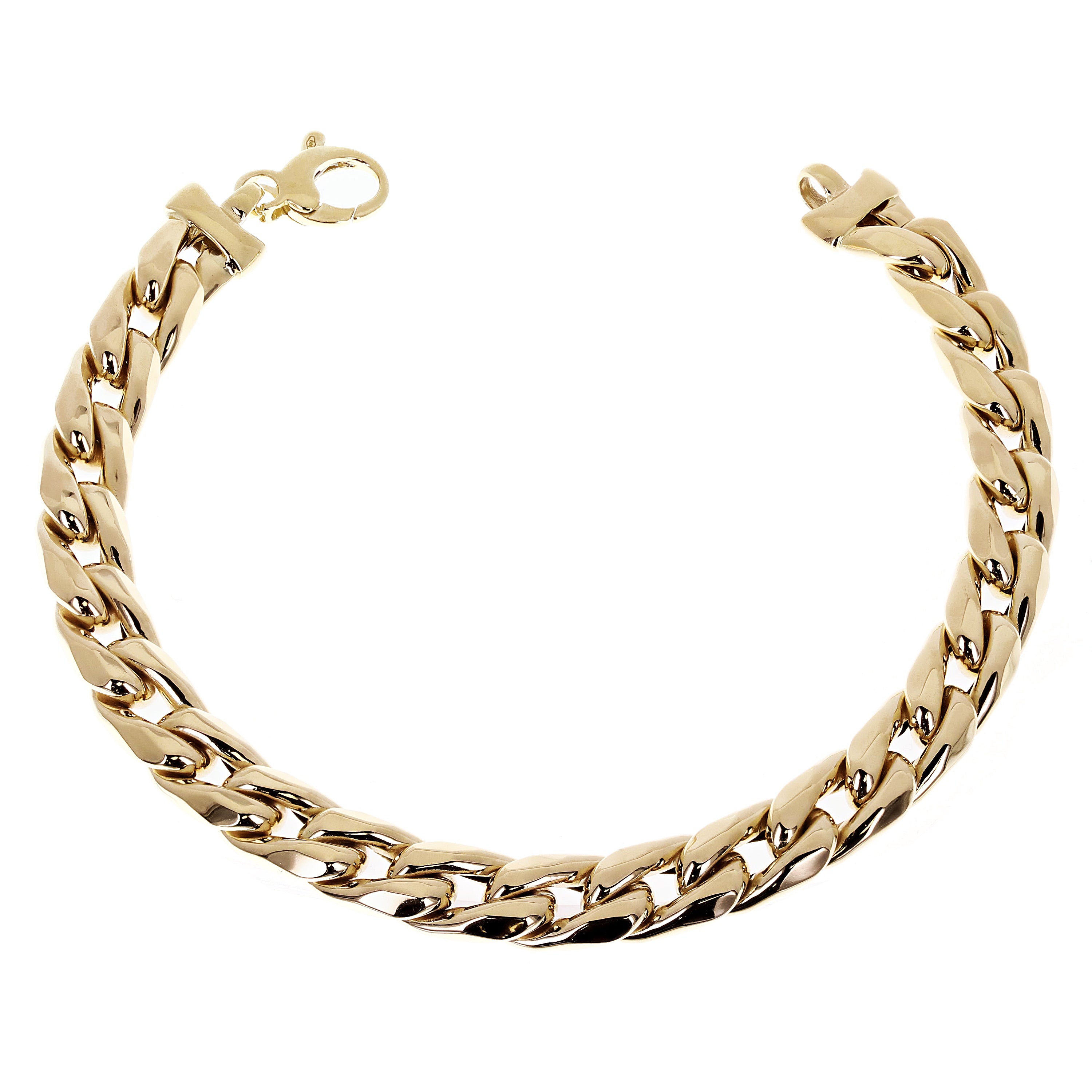 Italian 14k Yellow Gold Hollow Curb Link Bracelet 8.25" 7.8mm 16.2 grams