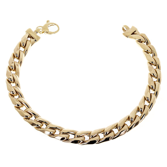 Italian 14k Yellow Gold Hollow Curb Link Bracelet 8.25