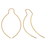 14k Yellow Gold Drop Dangle Double Curved Stick Bar Earrings - Yellow