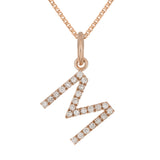 14k Rose Gold Diamond Initial Letter M Charm Pendant Necklace 18" - Letter M,Rose