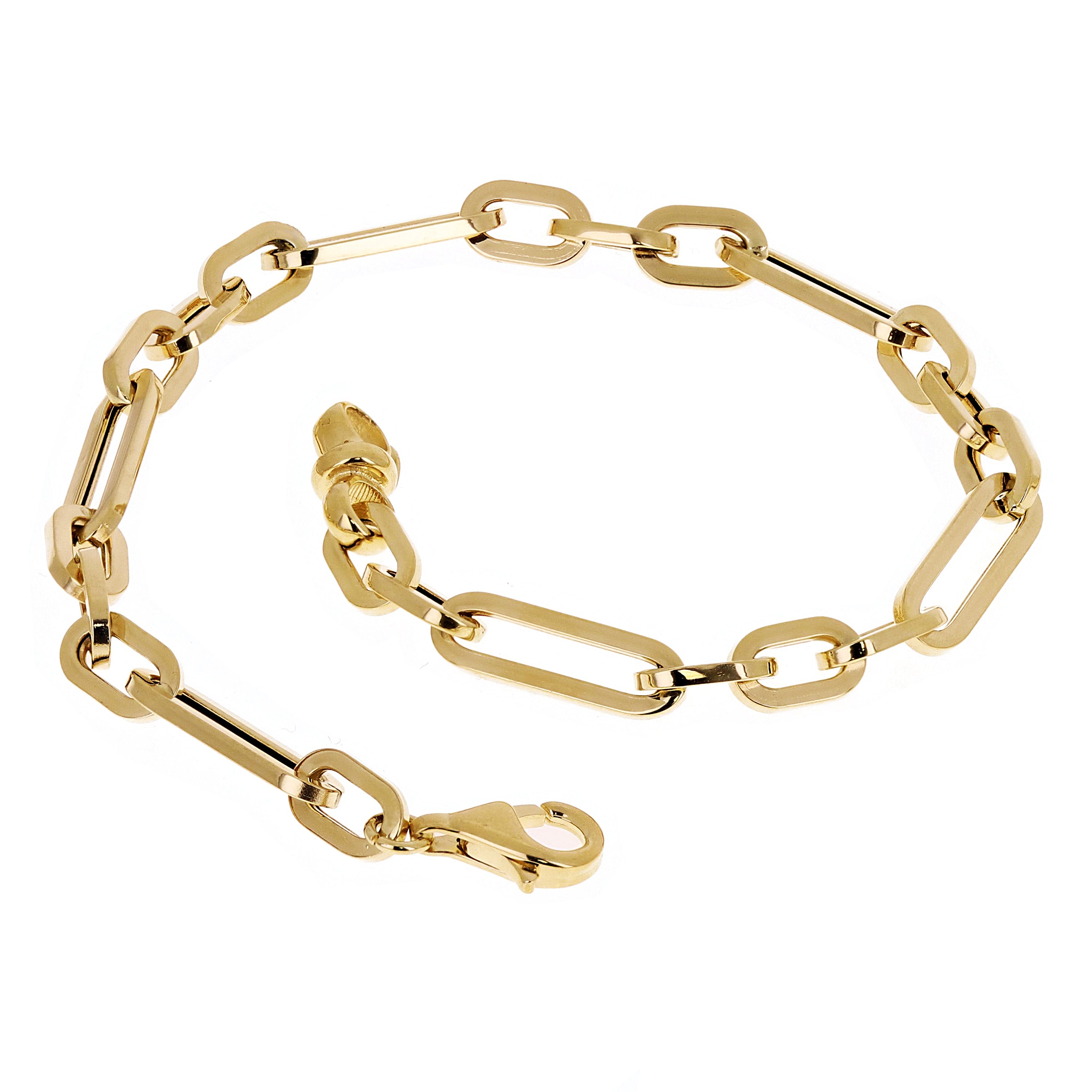 Italian 14k Yellow Gold Hollow Paper Clip Link Chain Bracelet 7.75" 5mm 4.3grams - 7.75" 5mm 4.3 grams