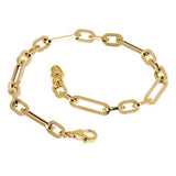 Italian 14k Yellow Gold Hollow Paper Clip Link Chain Bracelet 7.75" 5mm 4.3grams - 7.75" 5mm 4.3 grams