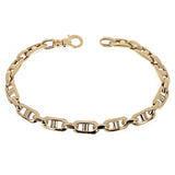 Italian 14k Yellow Gold Fancy Hollow Anchor Mariner Link Bracelet 8.5" 7mm 6.9g