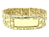 Men's 14k Yellow Gold Nugget ID Bracelet 8-8.5" 21mm 64-66 grams