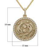 14k Yellow White or Rose Gold Diamond PISCES Zodiac Sign Pendant Necklace 18" - Pisces,Yellow