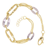 Italian 14k Two Tone Gold Oval Link Rolo Chain Bracelet 7.5" 9.6mm 4.7 grams