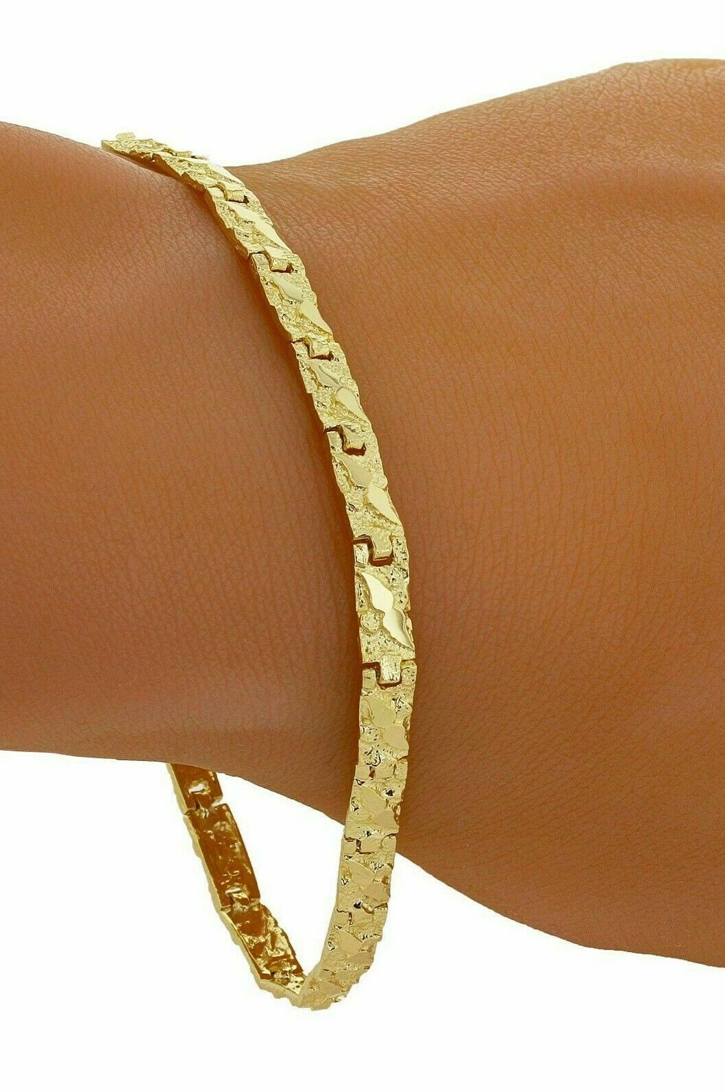 10k Yellow Gold Nugget Bracelet 8"- 8.5" 4.75mm 9.3 grams - 8.5"