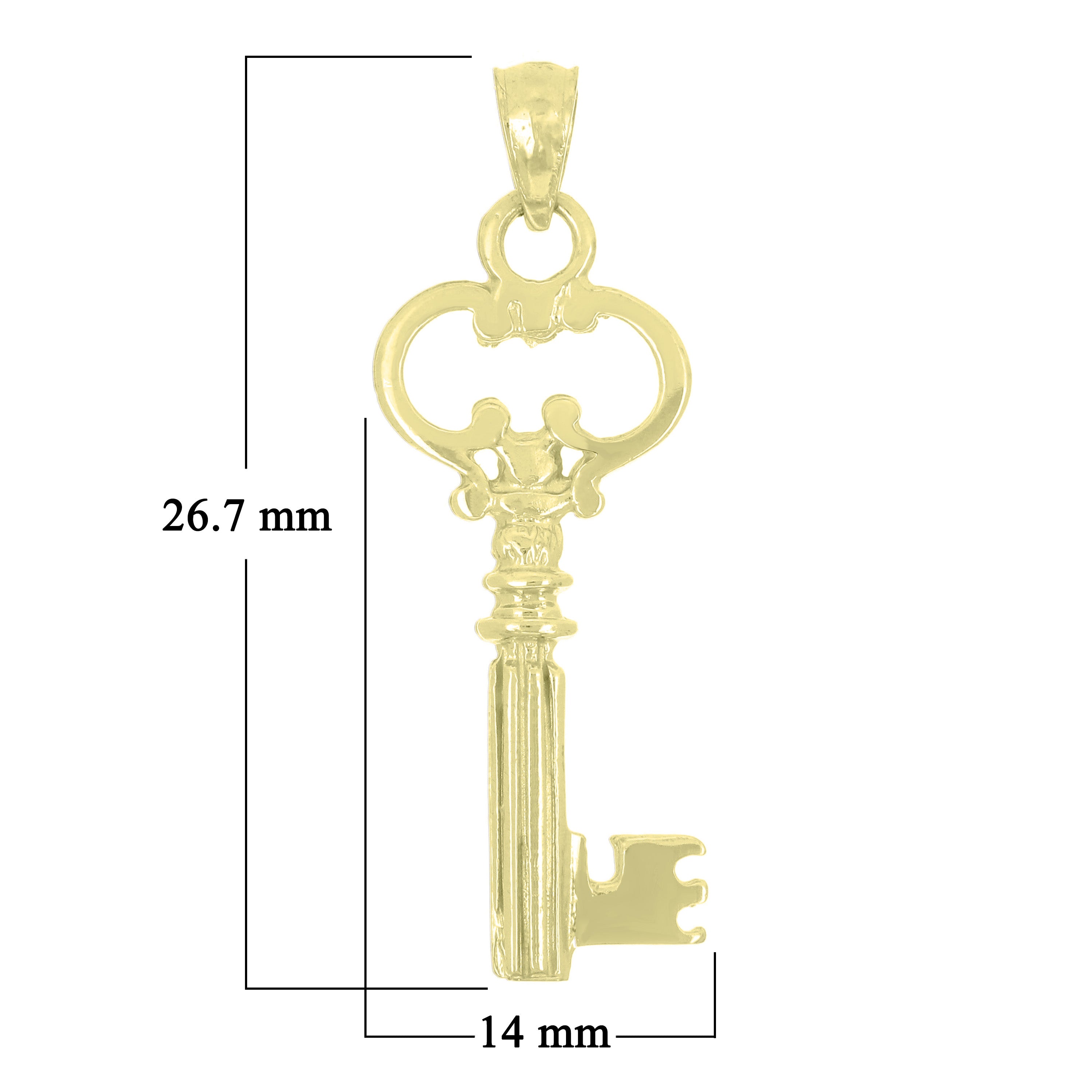 14k Yellow Gold Key Pendant - Yellow