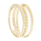 14k Yellow Gold High Polished Open Triple Row Beaded Band Size 6.5 - Yellow,Ring Size 6.5