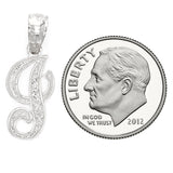 14k White Gold Initial Letter I Alphabet Charm Pendant - Letter I,White