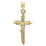 14k Yellow Gold Jesus Christ Crucifix Cross Religious Charm Pendant 1.9 grams - Yellow