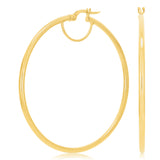 Italian 14k Yellow Gold High Polish 2mm 1.75" Diameter Round Hoop Earrings 2.5g