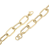 Italian 14k Yellow Gold Hollow Oval Paper Clip Link Chain Bracelet 9" 14mm 15.5g
