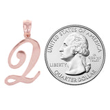 14k Rose Gold Initial Letter Q Alphabet Charm Pendant - Letter Q,Rose