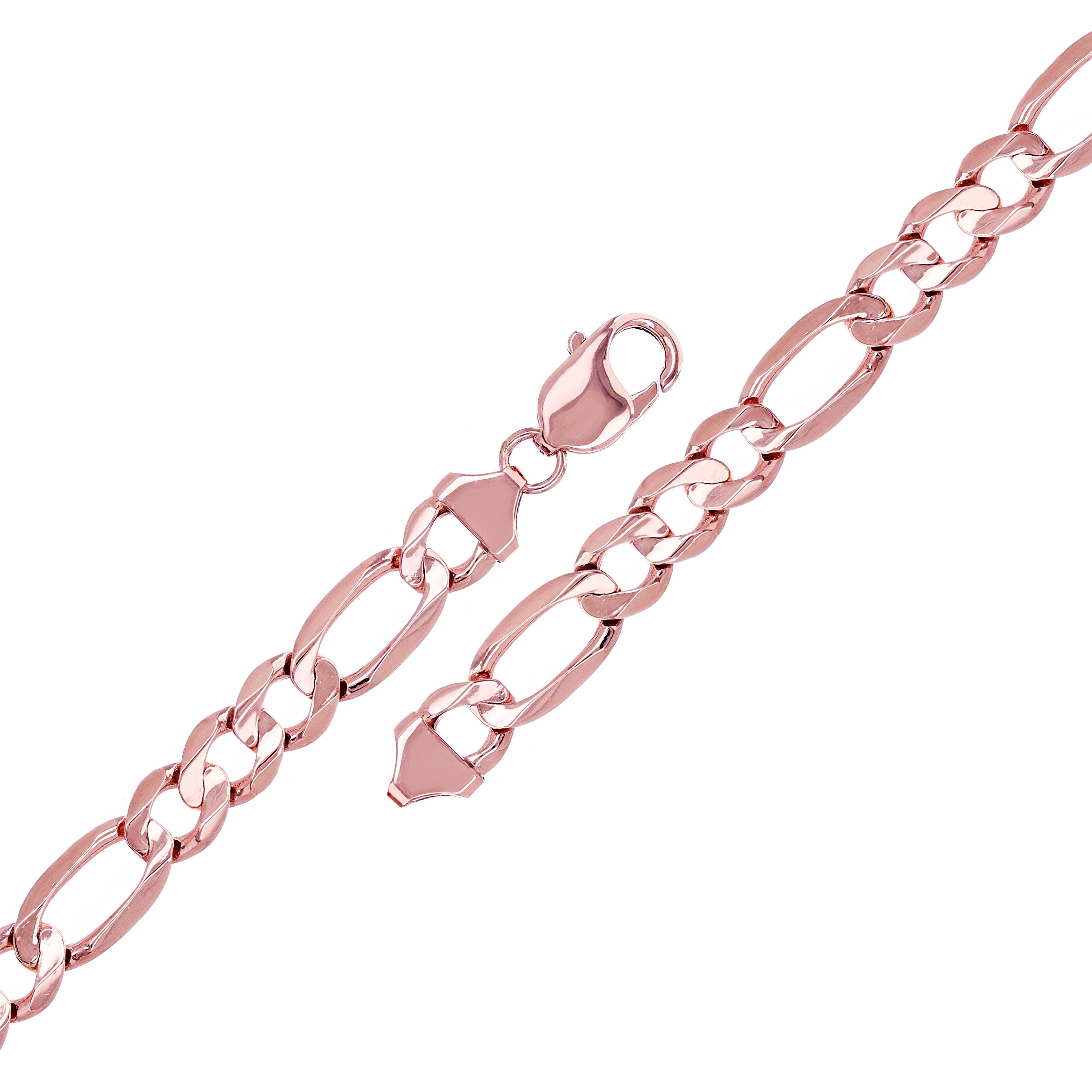 14k Rose Gold Solid Figaro Link Chain Bracelet 7" 8.25mm 15 grams - 7" 15 grams