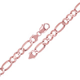 14k Rose Gold Solid Figaro Link Chain Bracelet 7" 8.25mm 15 grams - 7" 15 grams