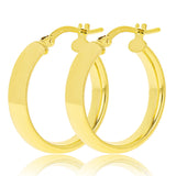 Italian 14k Yellow Gold Rounded Flat Tube Small Hollow Hoop Earrings 21mm x 4mm 1.7g - 1.7 grams
