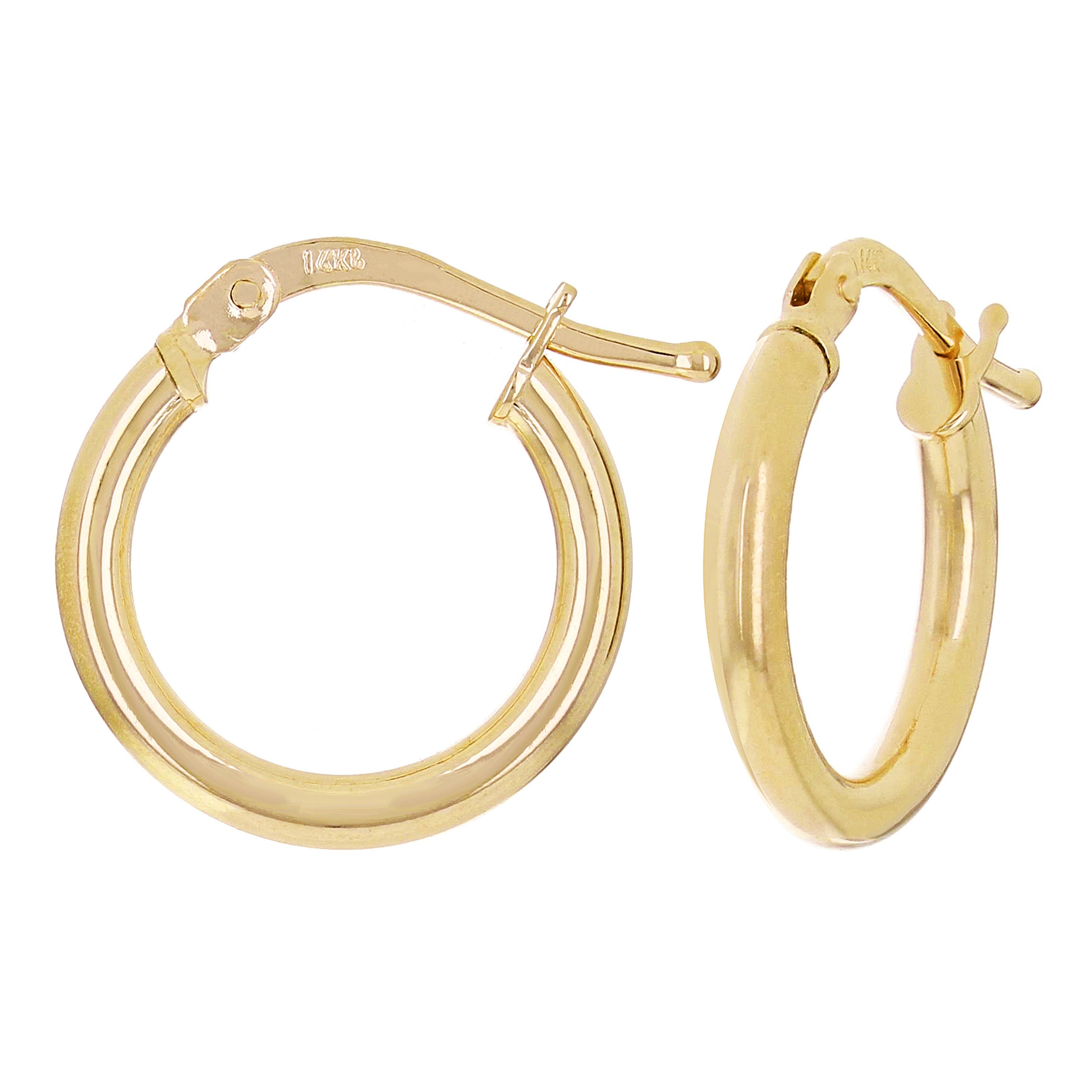 14k Yellow Gold Round Small Hollow Hoop Loop Earrings 16.7mm x 2mm 1.1 grams