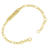 Italian 14k Yellow Gold Hollow Engravable Figaro ID Bracelet 5.5" 4mm 1.8 grams