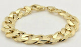 Men's 14k Yellow Gold Solid Heavy Cuban Link Chain Bracelet 9" 15.6mm 82 grams - 9"