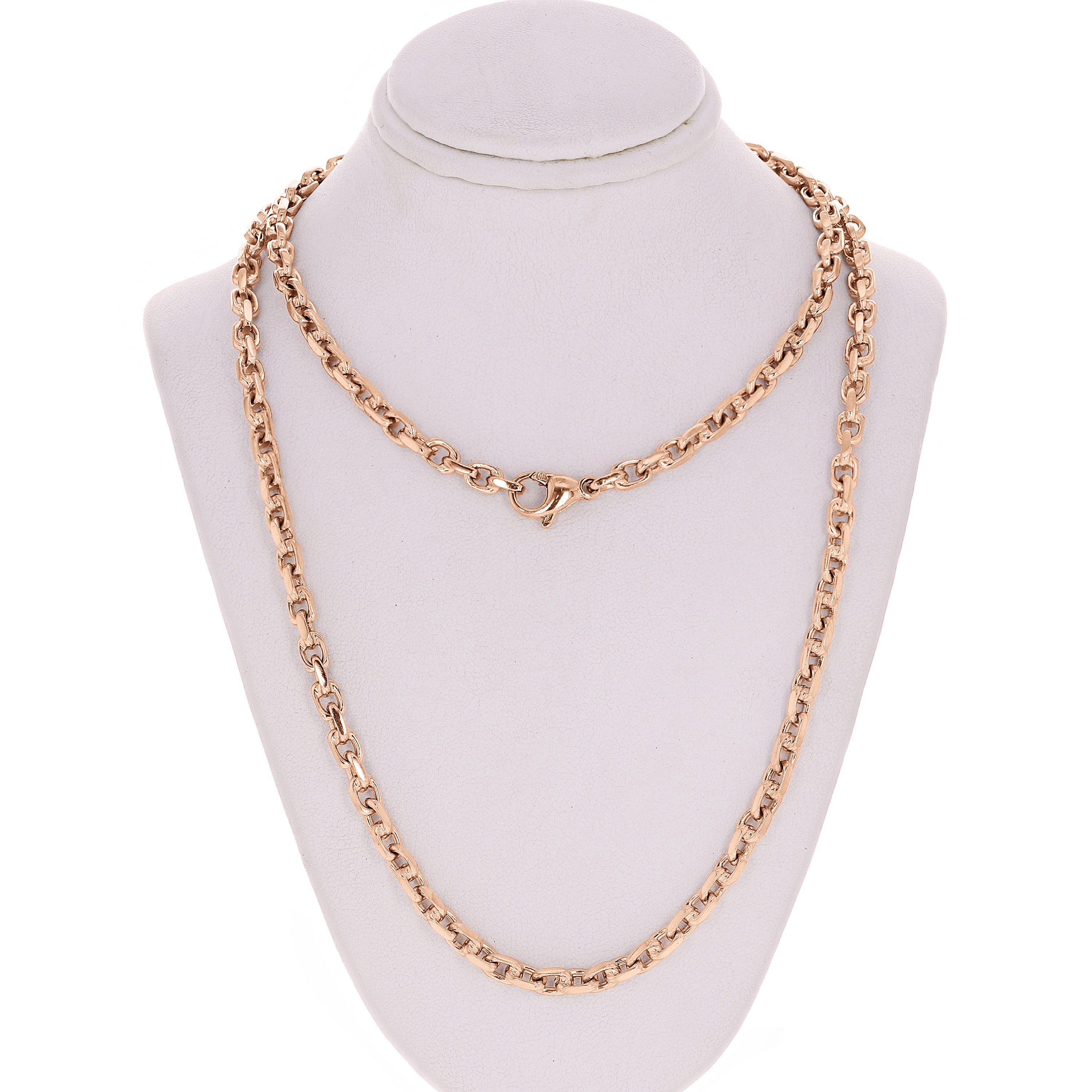 10k Rose Gold Handmade Fashion Link Chain Necklace 20" 4.5mm 33 grams - Rose,20"