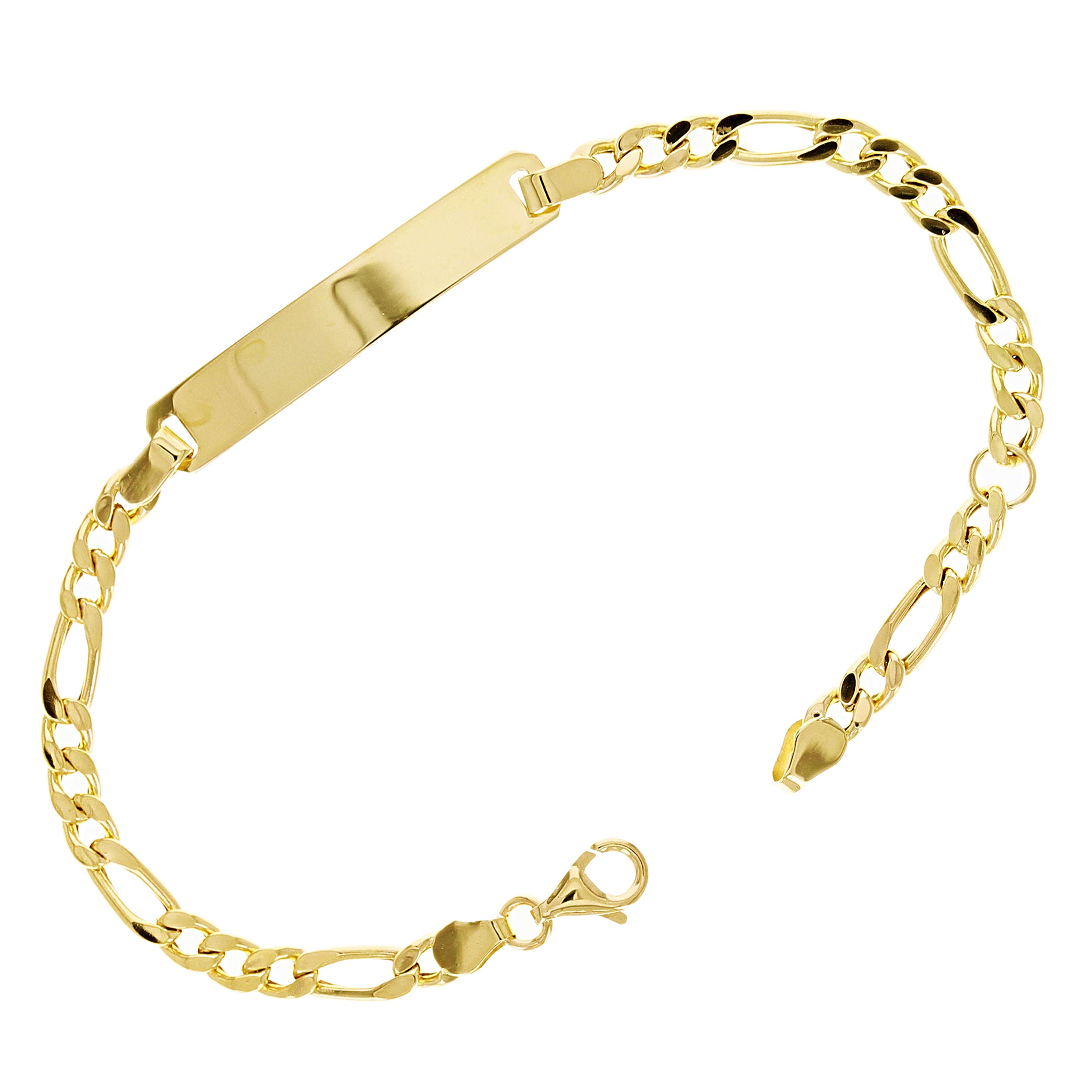 Italian 14k Yellow Gold Engravable Baby Kid ID Figaro Bracelet 6.5" 2.7 grams