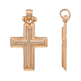 14k Rose Gold 3D Cross Religious Charm Pendant 1" 2.9 grams - Rose