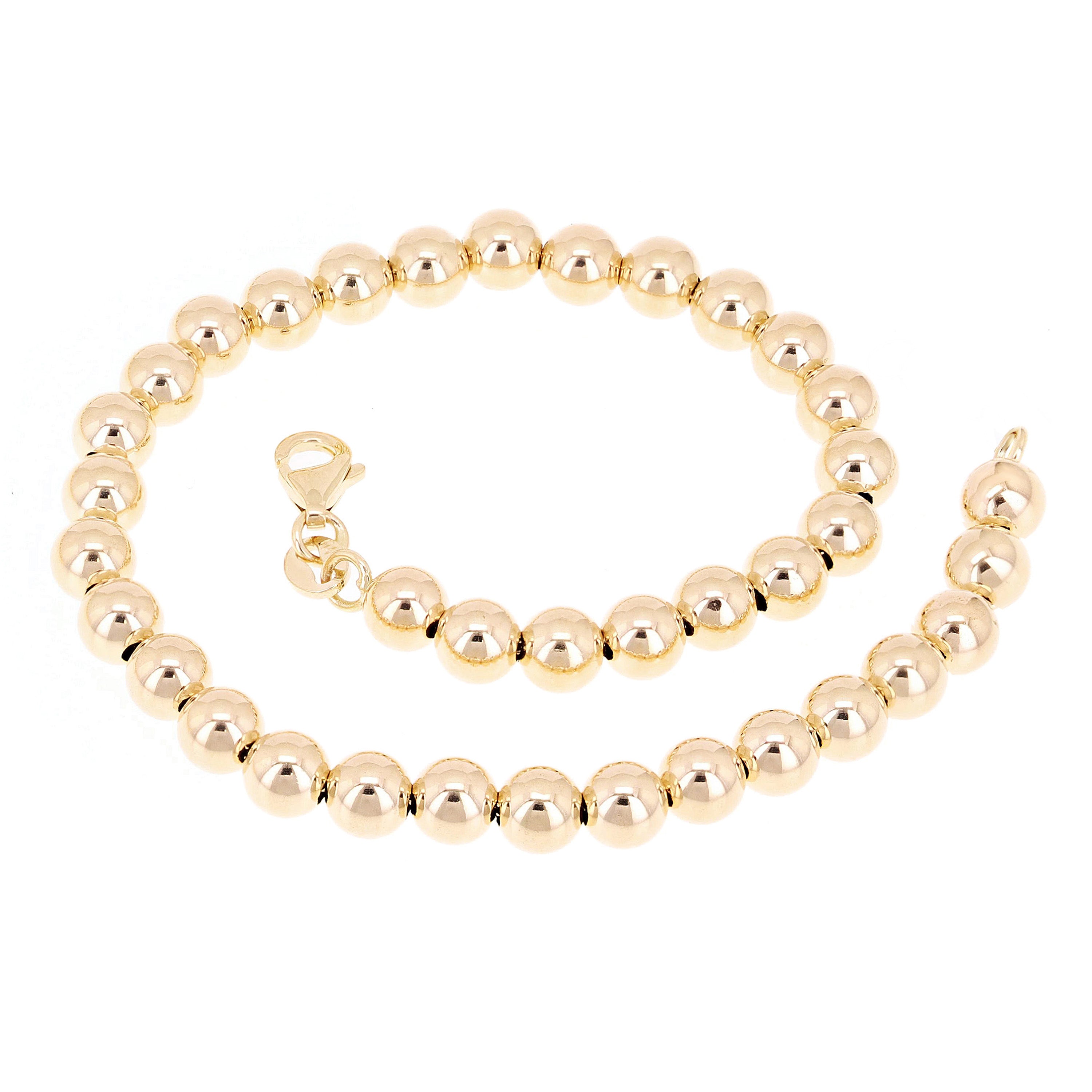 Italian 14k Yellow Gold Ball Beads Bracelet 7.75" 5mm 3.6 grams - Large