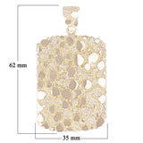 10k Yellow Gold Solid Big Rectangle Nugget Pendant 2.45 x 1.38" 17.5 grams