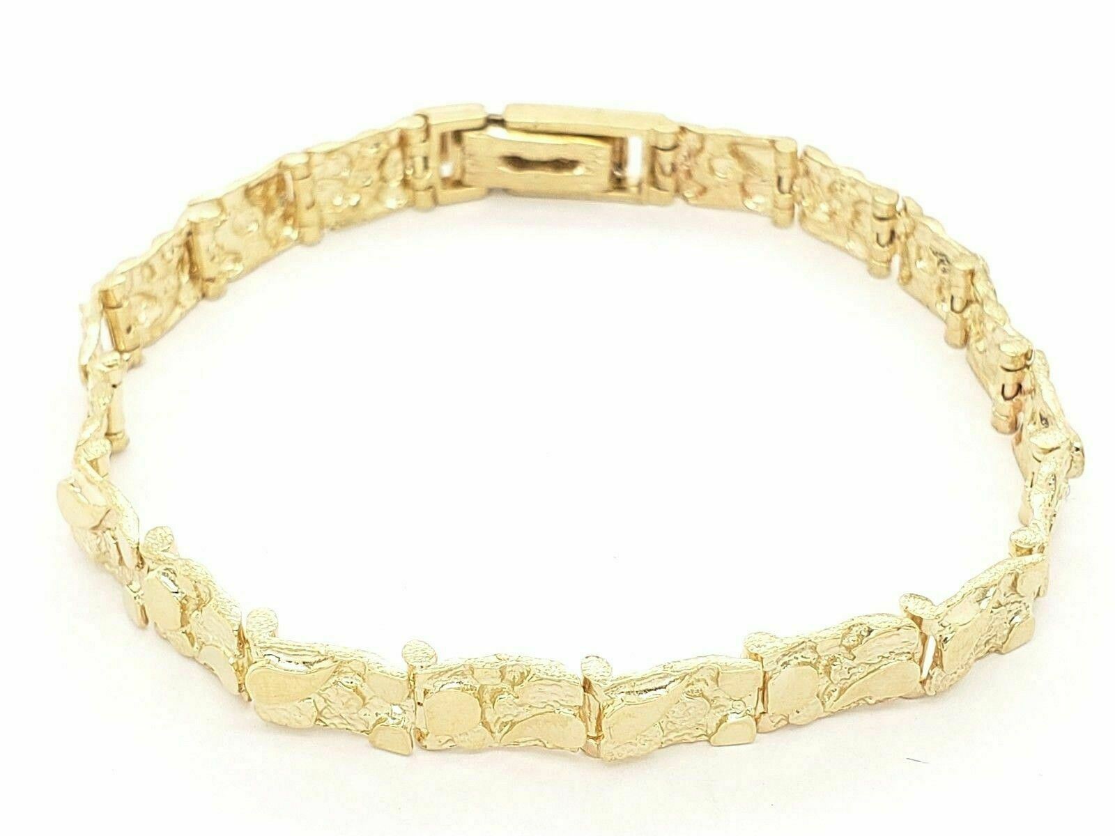 10k Yellow Gold Solid Nugget Bracelet 7.5 - 8" 7mm 14.4 grams