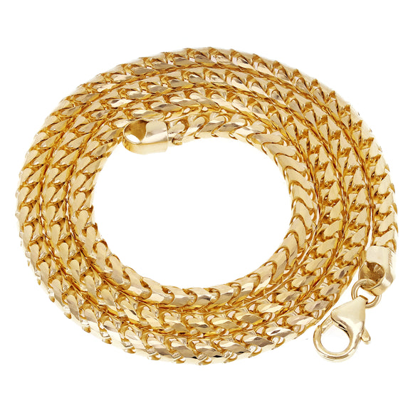 Italian 14k Yellow Gold Solid Diamond Cut Franco Chain Necklace 20