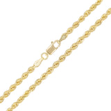 14k Yellow Gold Solid Diamond Cut Rope Chain Necklace 18" 3.5mm 18 grams - 18" 18 grams