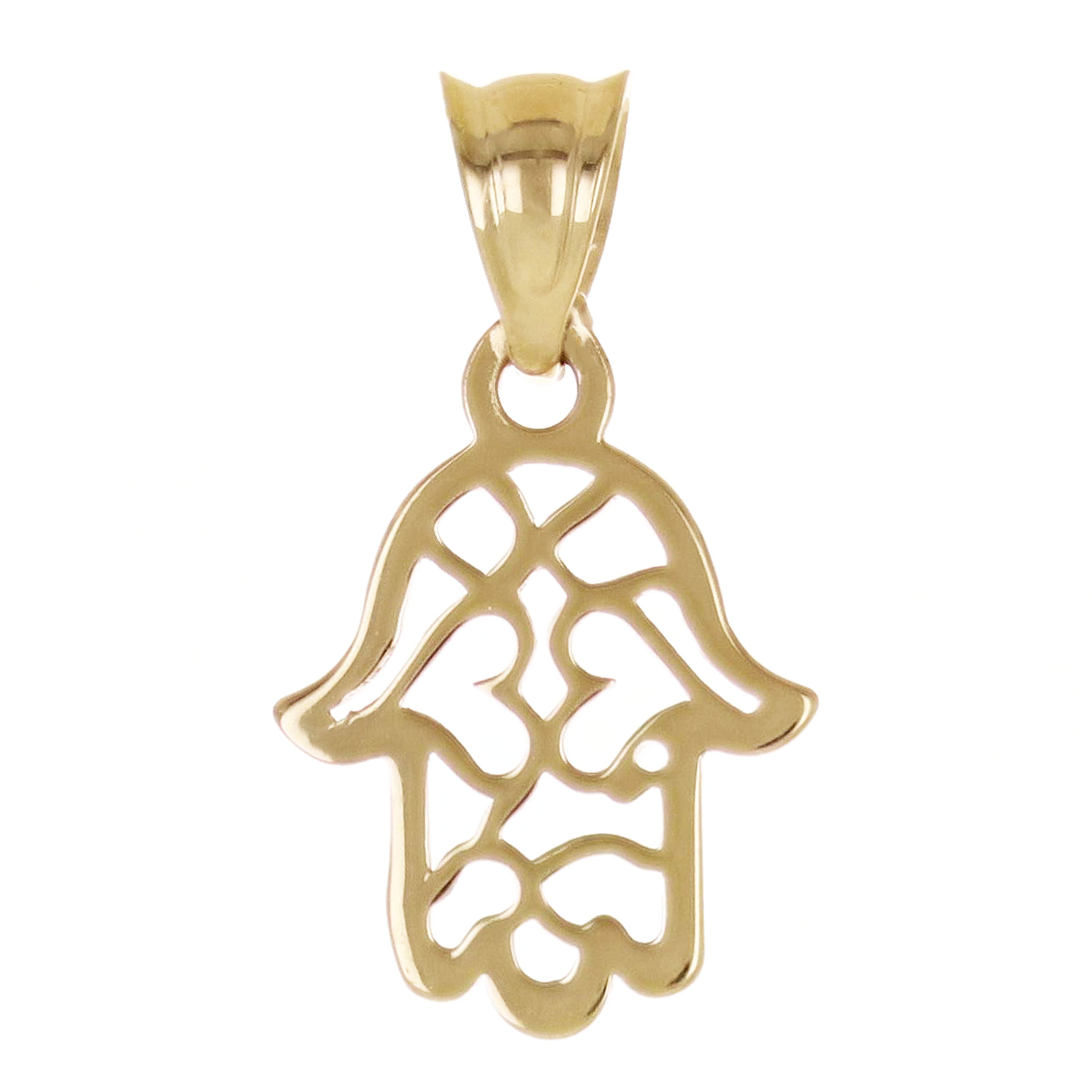 Italian 14k Yellow Gold Small Hamsa Hand of Fatima Charm Pendant  0.4 grams