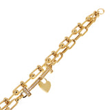 Italian 14k Yellow Gold Double U Shape Hardwear Link Heart Charm Bracelet 7.75" - 7.8" 12.2 grams
