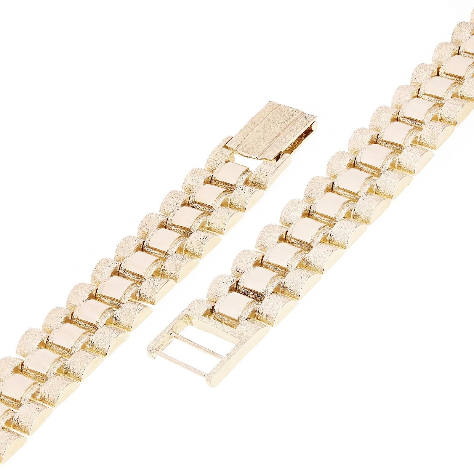 10k Yellow Gold Watch Link Chain Bracelet Adjustable 9" - 9.5" 14.8mm 40.3 grams