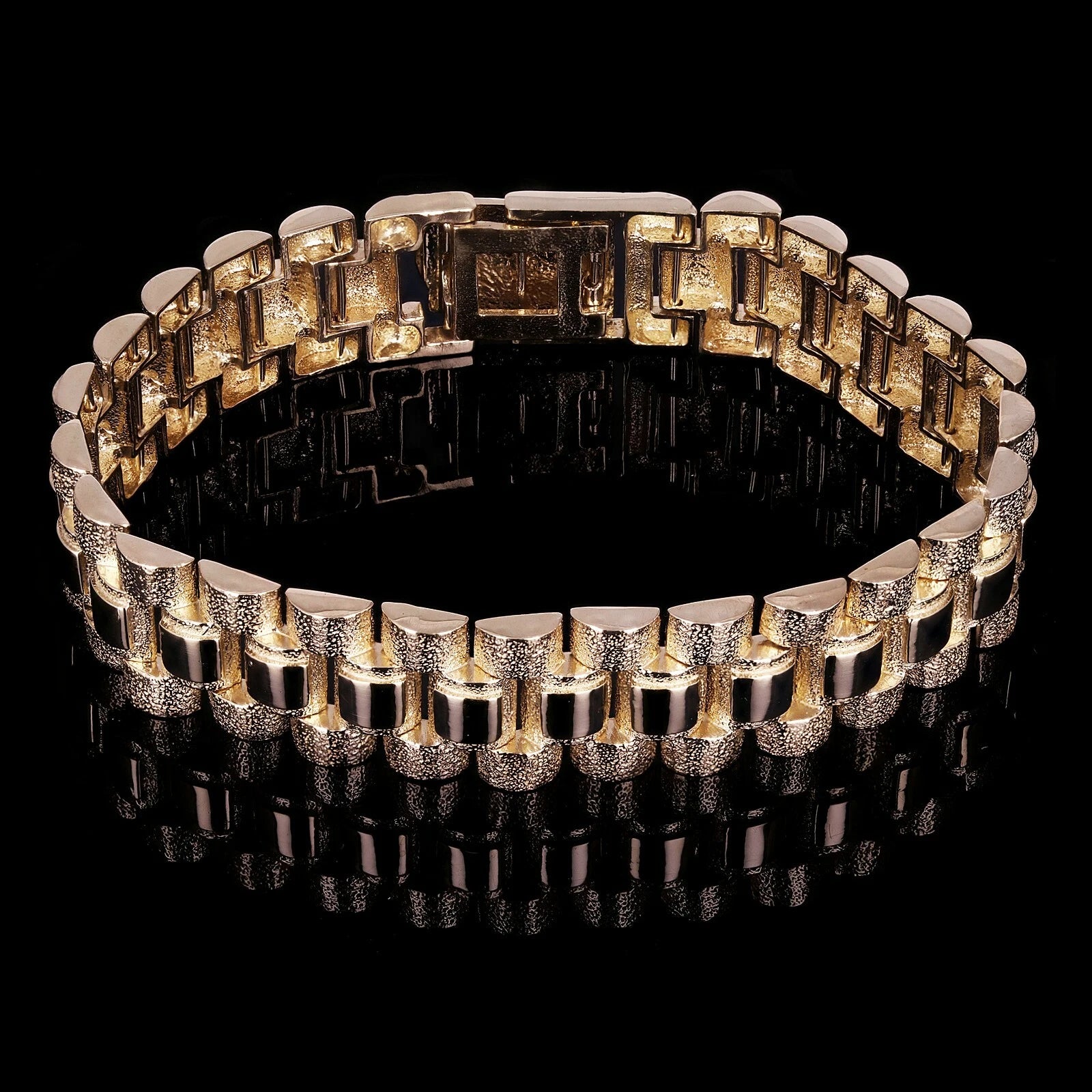10k Yellow Gold Watch Link Chain Bracelet Adjustable 9" - 9.5" 14.8mm 40.3 grams