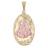 14k Two Tone Gold Mother Mary Jesus Medal Charm Pendant 5.1 gr.