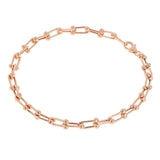 Italian 14k Rose Gold Solid U Shape Hardwear Link Bracelet 7.75" 5mm 5.5 grams - Rose