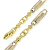 14k Yellow & White Gold Handmade Greek Style Fashion Link Bracelet 7" 7mm 28g