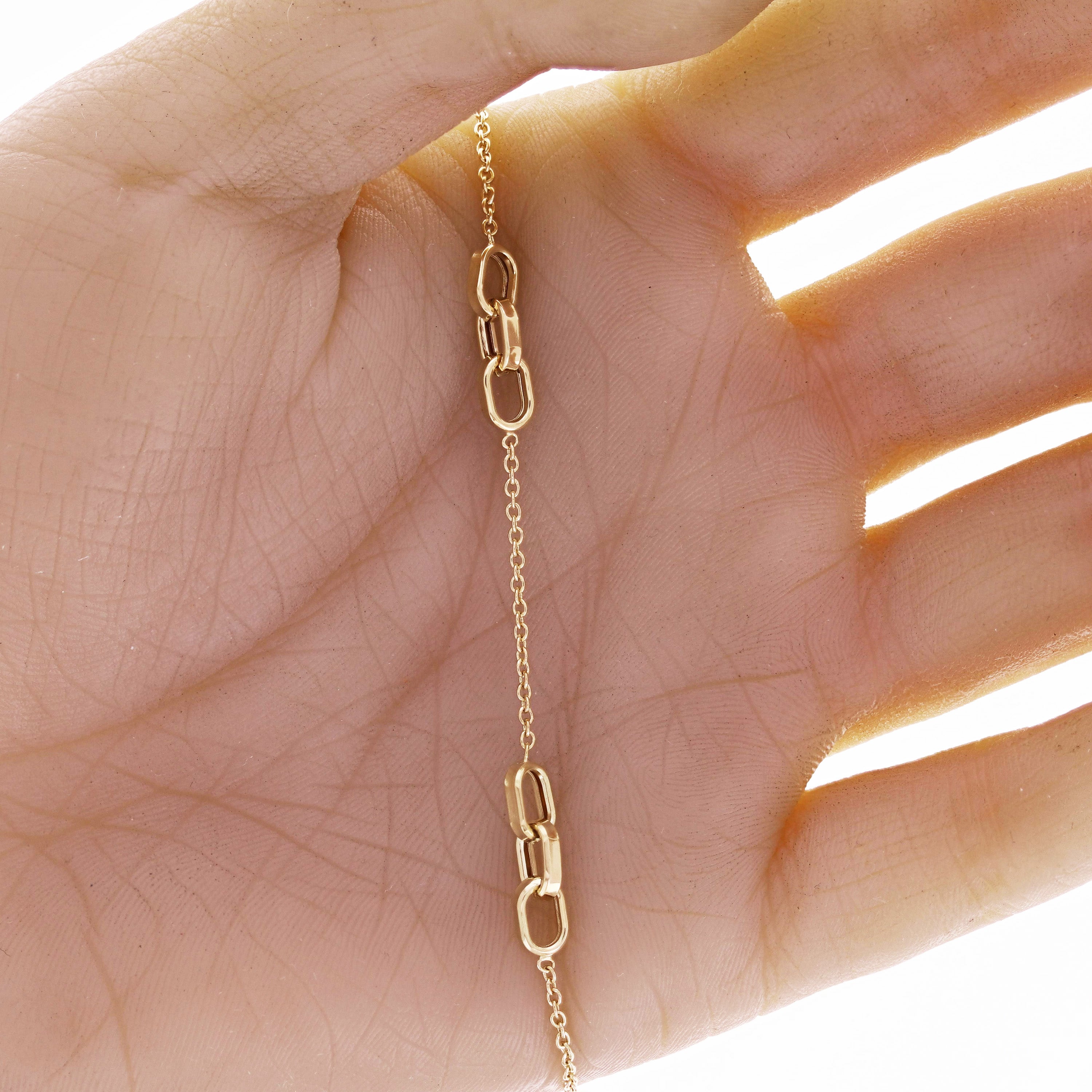 Italian 14k Yellow Gold Oval Charm Rolo Chain Bracelet 7" 4.4mm  1.8 grams