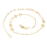 Italian 14k Yellow Gold Heart & Oval Link Anklet/ Bracelet 10.5" 4.9mm 2.5 grams