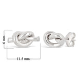 Italian 14k White Gold High Polished Pretzel Love Knot Stud Earrings - White,Small