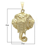 14k Yellow Gold Solid Diamond Cut Good Luck Elephant Pendant 1.65" 9.8 grams - Yellow