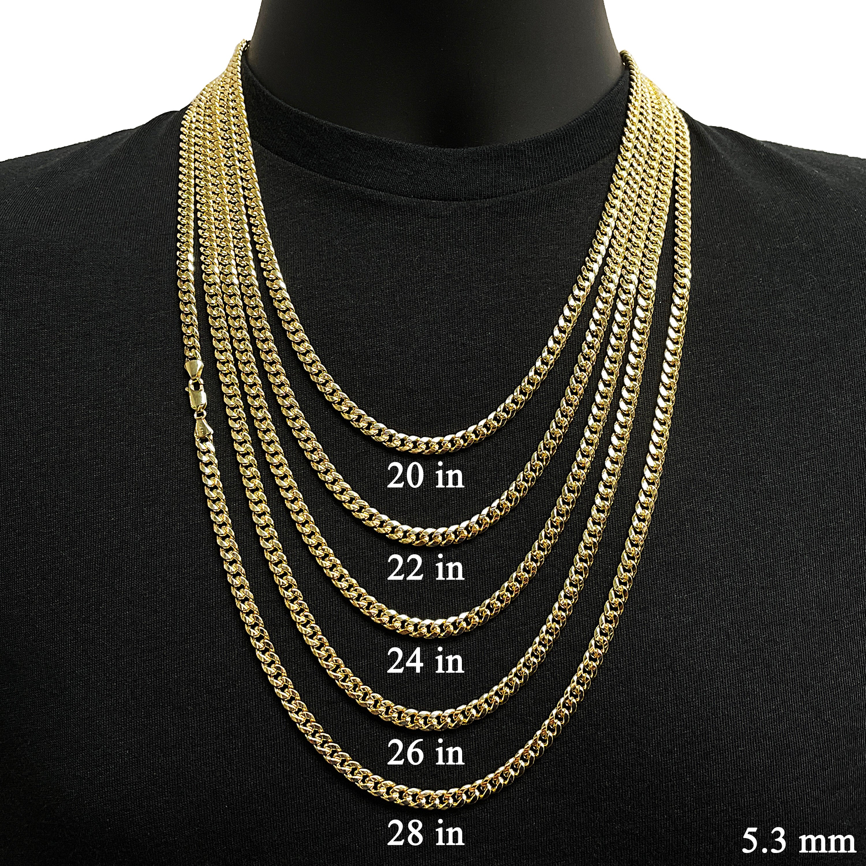 Italian 14k Yellow Gold Hollow Miami Cuban Chain Necklace 20" 5.3mm 15 grams - 20" 15 grams